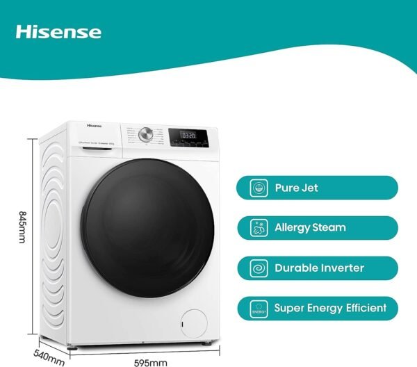 Hisense WDQA8014EVJM - 8/5kg 1400 RPM White Washer Dryer - London Houseware - 3