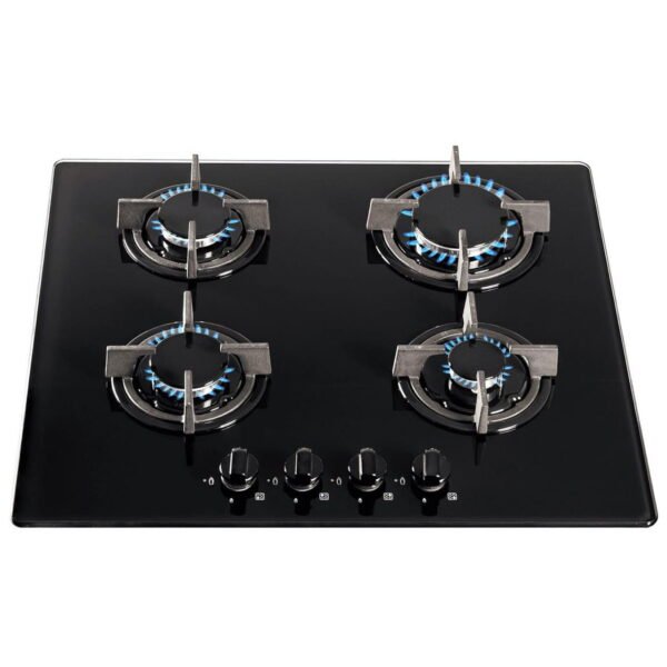 60cm Black Glass 4 Burner Gas Hob - SIA GHG603BL - London Houseware - 1