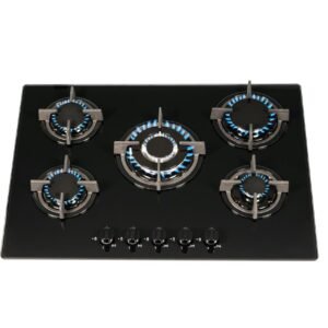 70cm Black Glass 5 Burner Gas Hob - SIA GHG703BL - London Houseware - 1