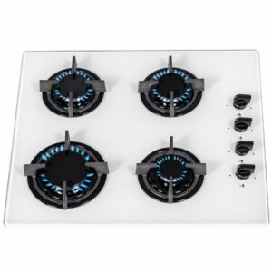 White Gas Hob 4 Burner, 60cm Wide - SIA GHG602WH - London Houseware - 2