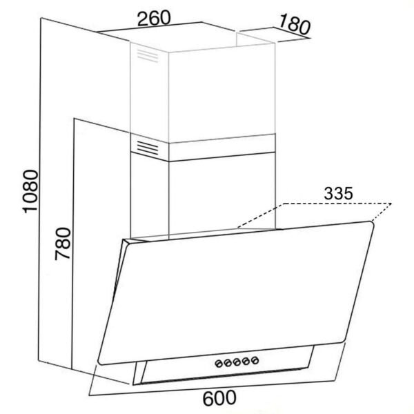 60cm Chimney Cooker Hood & Carbon Filter - SIA EAG61WH , White - London Houseware -6